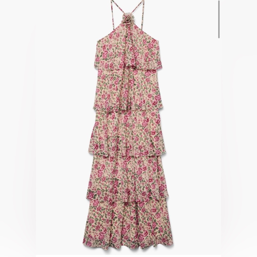 Vero Moda Floral Ruffle Tiered Dress size M